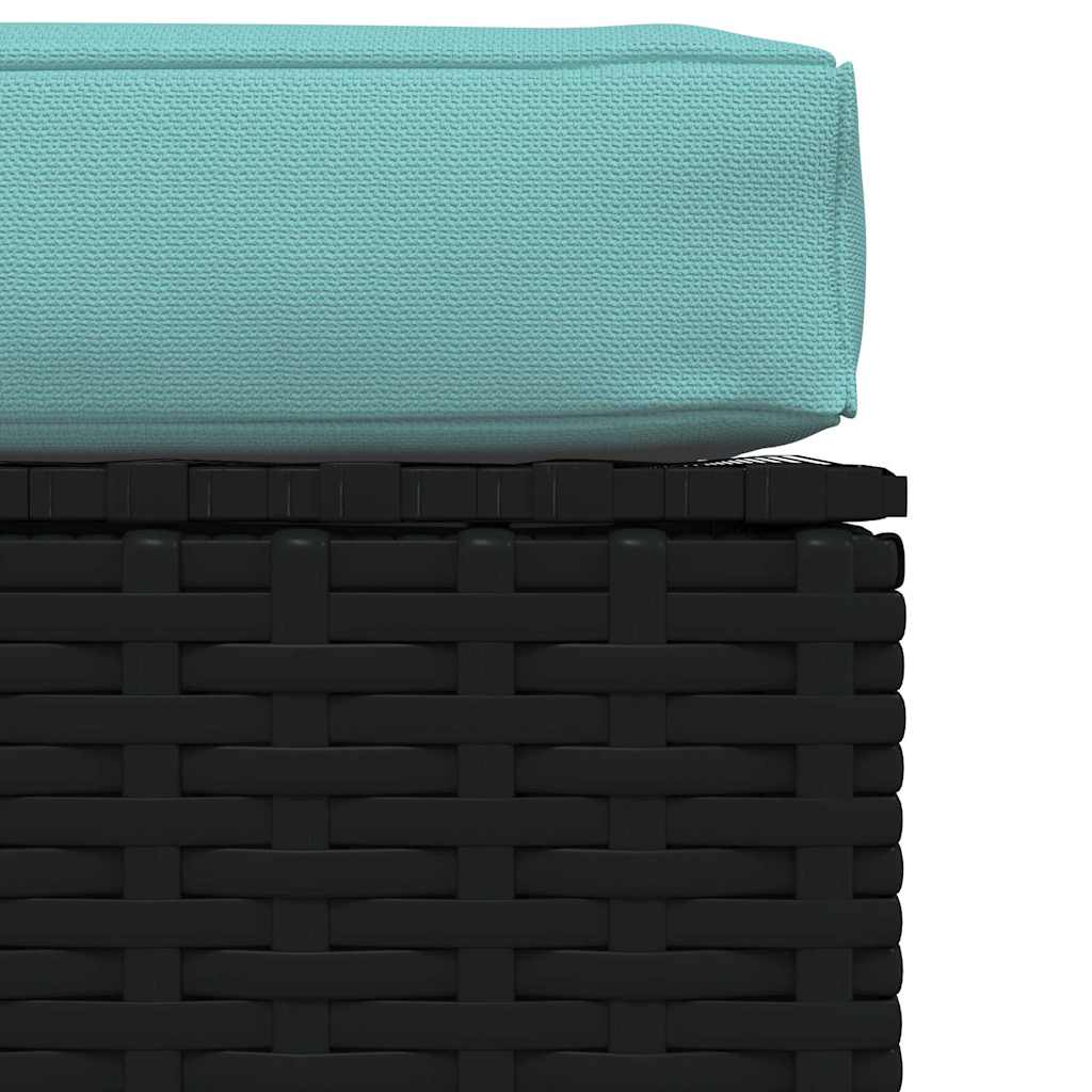 vidaXL Repose-pieds de jardin avec coussin Noir 70x70x30 cm Résine tressée