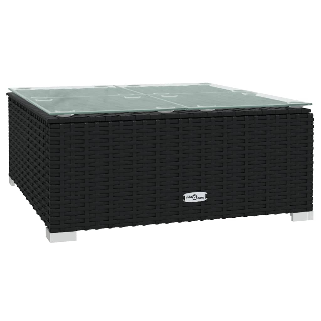 vidaXL Salon de jardin 4 pcs avec coussins Noir Résine tressée
