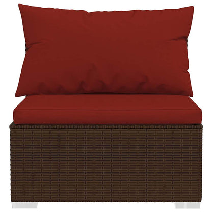 vidaXL Salon de jardin 4 pcs avec coussins marron résine tressée