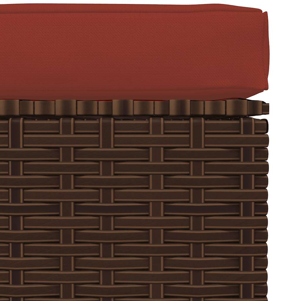 vidaXL Pouf de jardin avec coussin marron 70x70x30 cm en résine tressée