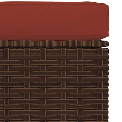 vidaXL Pouf de jardin avec coussin marron 70x70x30 cm en résine tressée