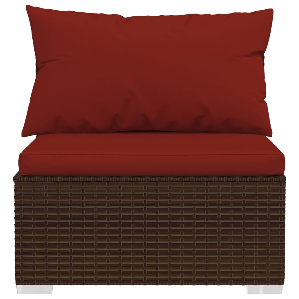 vidaXL 4-tlg. Garten-Lounge-Set mit Kissen Braun Poly Rattan