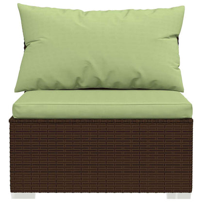 vidaXL Canapé central de jardin avec coussins en poly rotin marron