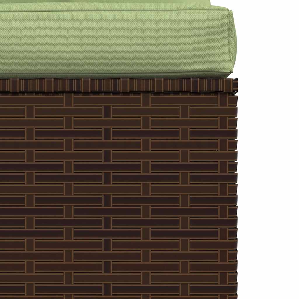 vidaXL Canapé central de jardin avec coussins en poly rotin marron