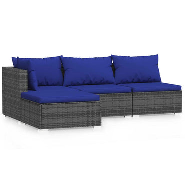 vidaXL Salon de jardin 4 pcs avec coussins Gris Résine tressée