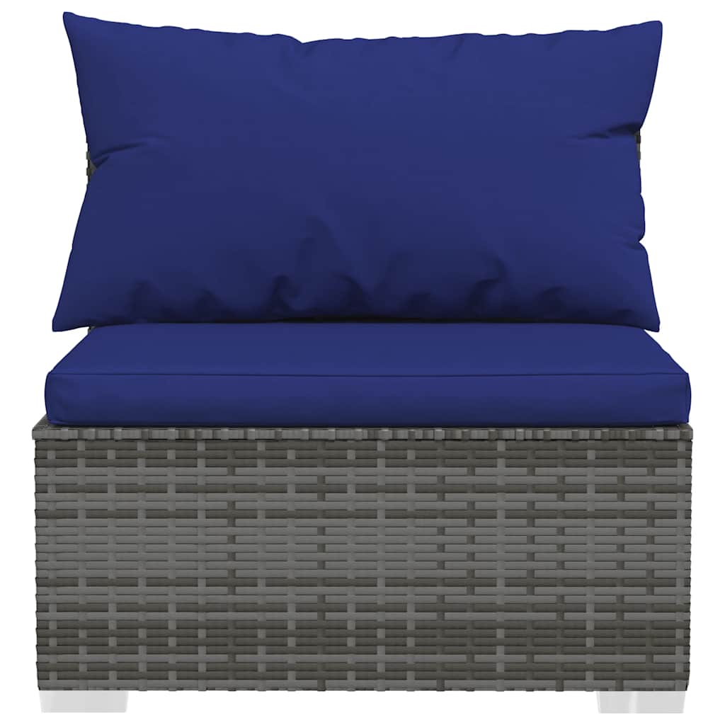 vidaXL Salon de jardin 4 pcs avec coussins Gris Résine tressée
