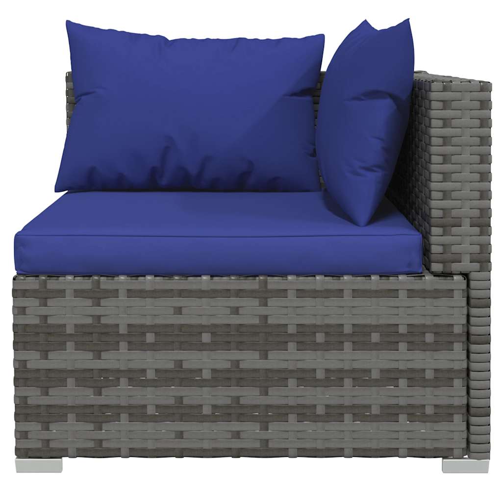 vidaXL Salon de jardin 4 pcs avec coussins Gris Résine tressée