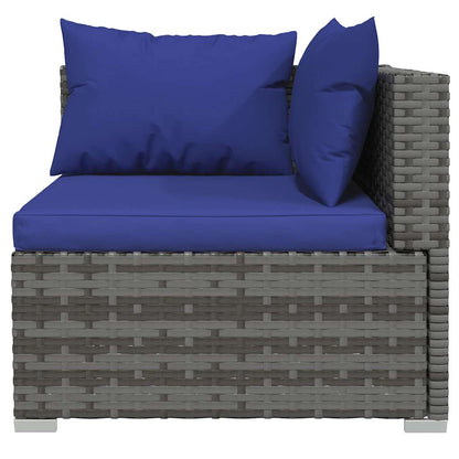 vidaXL Salon de jardin 4 pcs avec coussins Gris Résine tressée