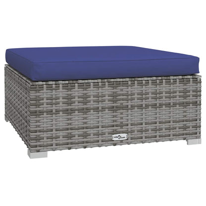 vidaXL Gartenhocker mit Kissen Grau 70x70x30 cm Poly Rattan