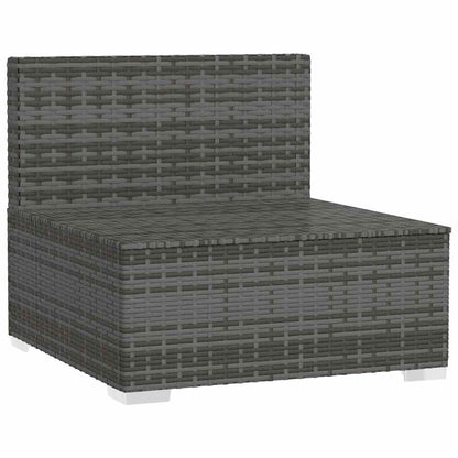 vidaXL Canapé central de jardin avec coussins gris en résine tressée