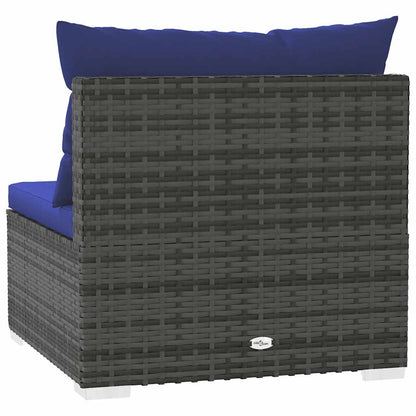 vidaXL Canapé central de jardin avec coussins gris en résine tressée