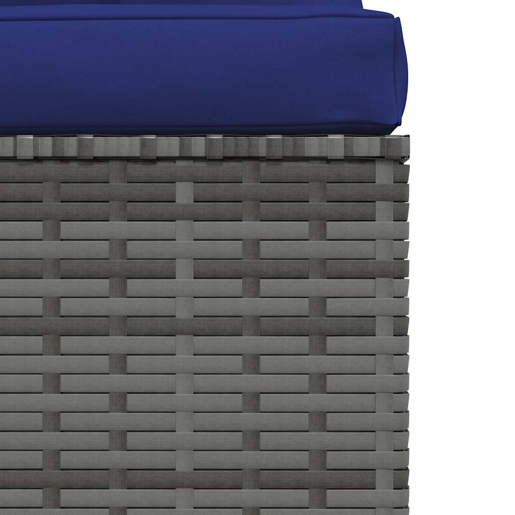 vidaXL Canapé central de jardin avec coussins gris en résine tressée