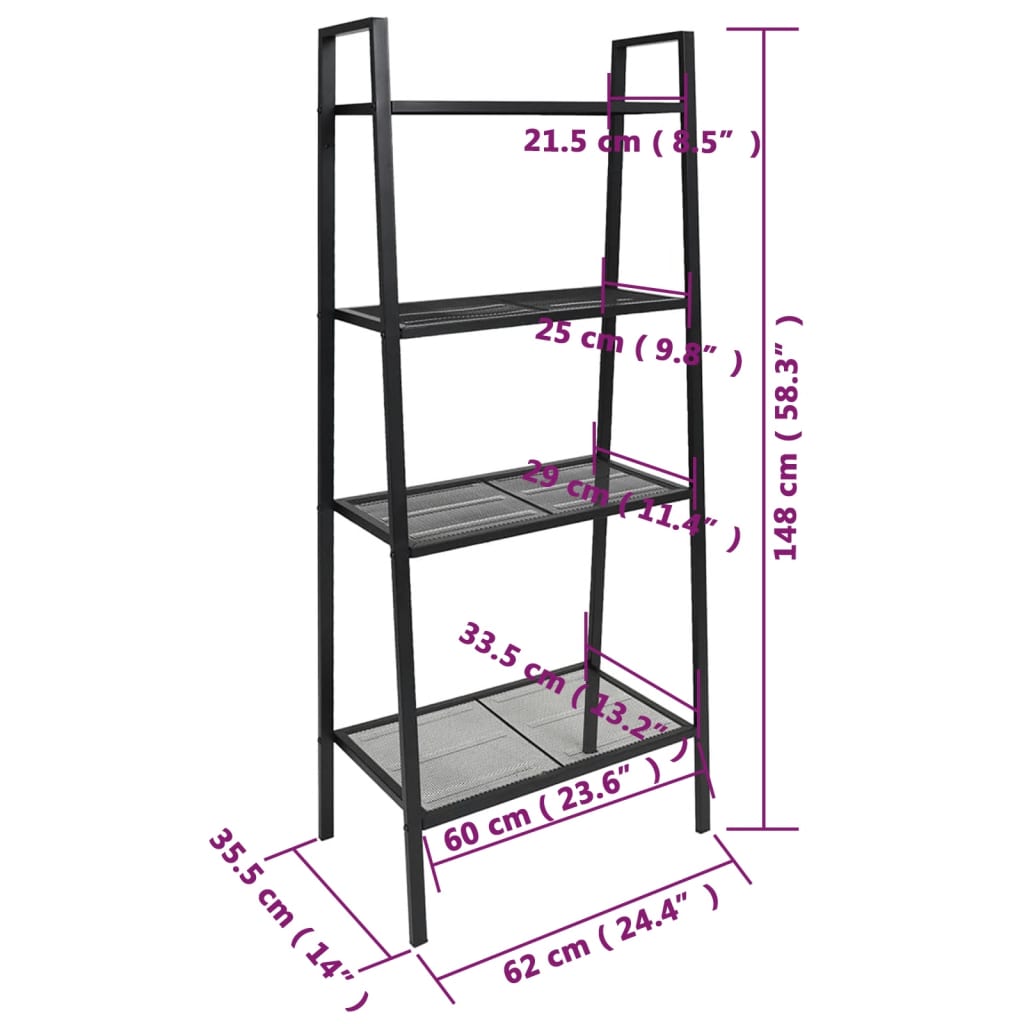 vidaXL Étagère échelle à 4 niveaux en métal anthracite