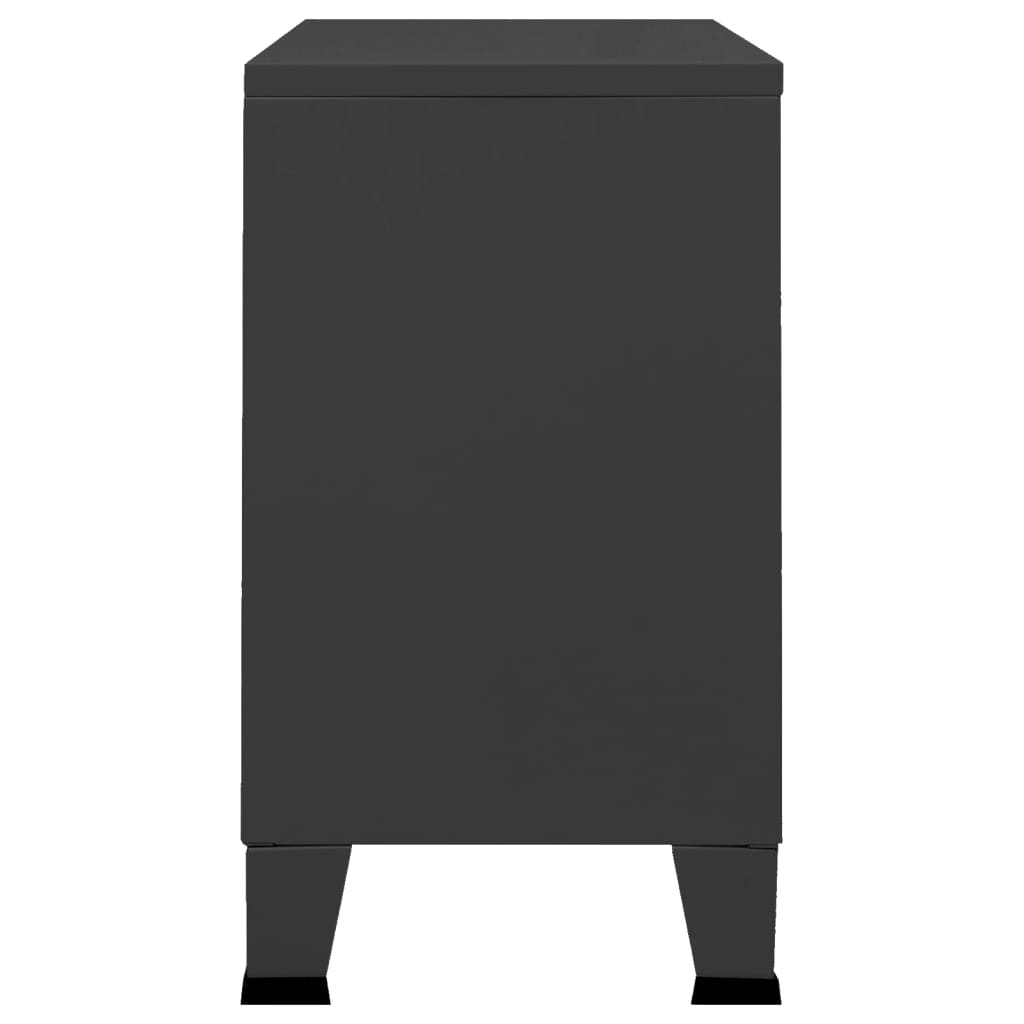 vidaXL Buffet industriel noir 105x35x62 cm Métal et verre