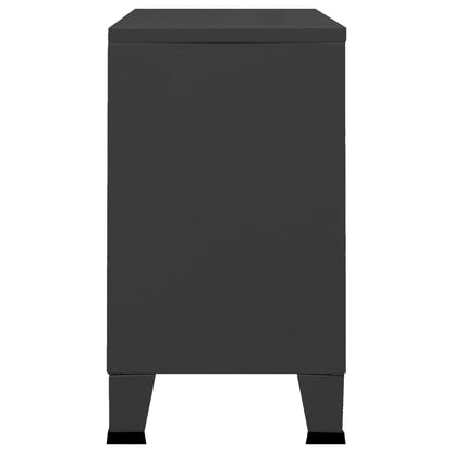 vidaXL Buffet industriel noir 105x35x62 cm Métal et verre