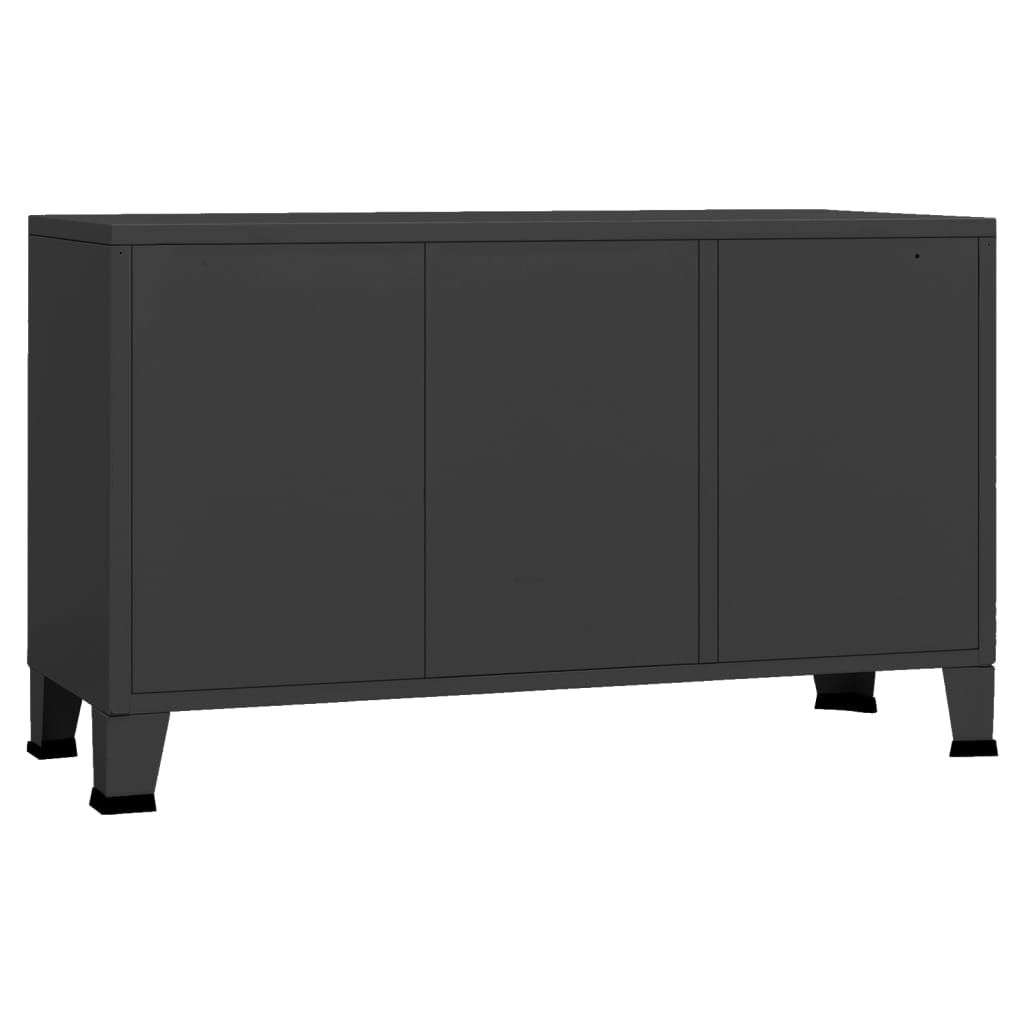 vidaXL Buffet industriel noir 105x35x62 cm Métal et verre