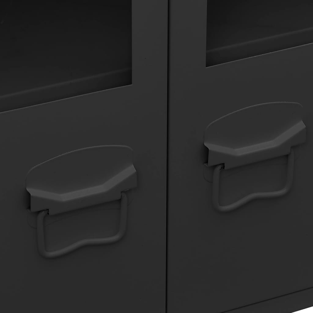 vidaXL Buffet industriel noir 105x35x62 cm Métal et verre