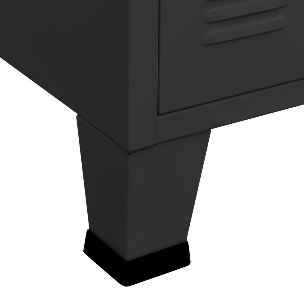 vidaXL Buffet industriel noir 105x35x62 cm Métal et verre