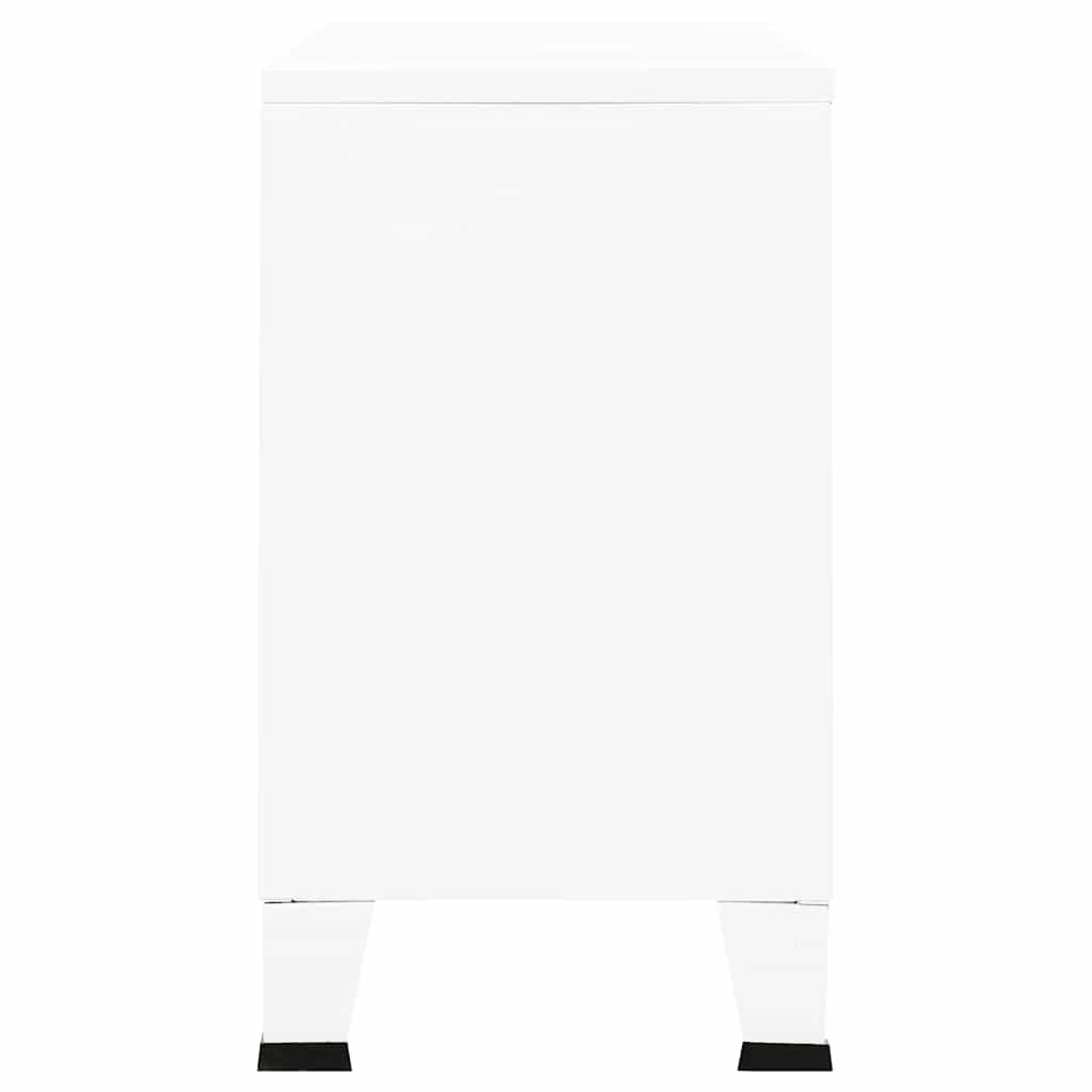 vidaXL Buffet industriel blanc 105x35x62 cm Métal et verre
