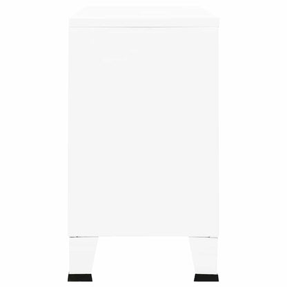 vidaXL Buffet industriel blanc 105x35x62 cm Métal et verre