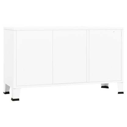 vidaXL Buffet industriel blanc 105x35x62 cm Métal et verre
