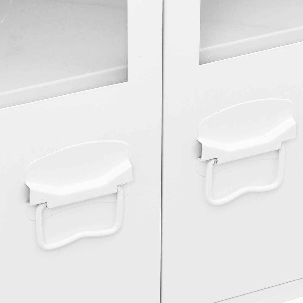 vidaXL Buffet industriel blanc 105x35x62 cm Métal et verre