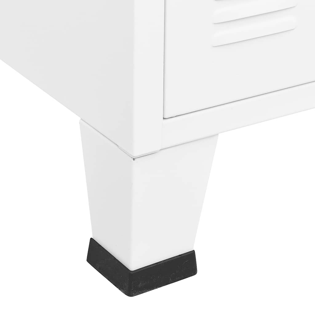 vidaXL Buffet industriel blanc 105x35x62 cm Métal et verre