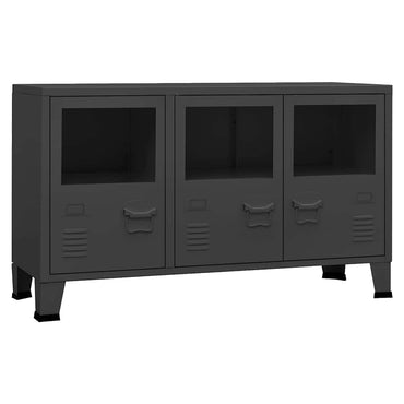 vidaXL Buffet industriel anthracite 105x35x62 cm métal et verre
