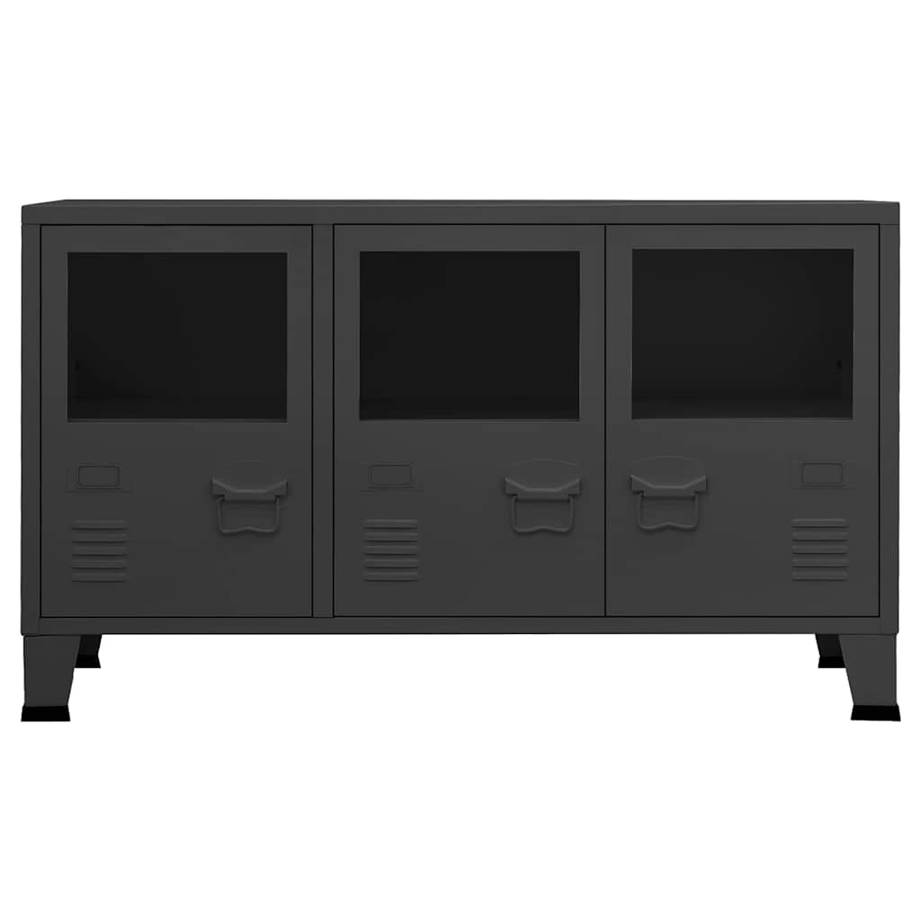 vidaXL Industrial Sideboard Anthrazit 105x35x62 cm Metall und Glas