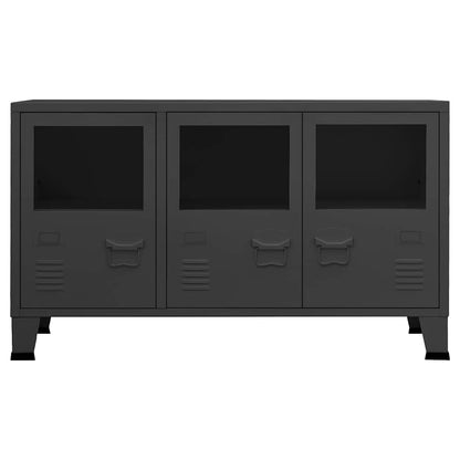 vidaXL Industrial Sideboard Anthrazit 105x35x62 cm Metall und Glas