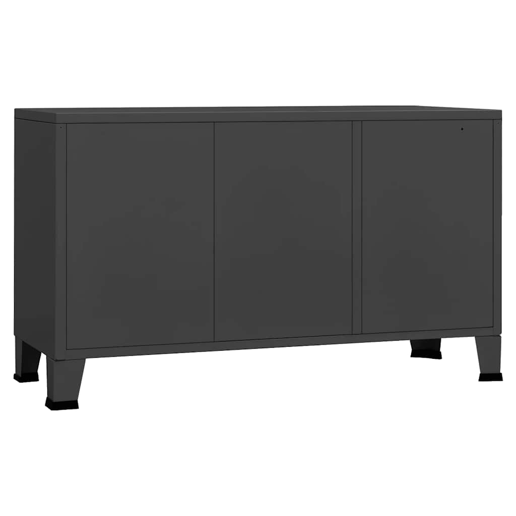 vidaXL Industrial Sideboard Anthrazit 105x35x62 cm Metall und Glas