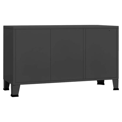 vidaXL Industrial Sideboard Anthrazit 105x35x62 cm Metall und Glas