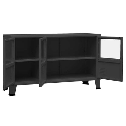 vidaXL Industrial Sideboard Anthrazit 105x35x62 cm Metall und Glas