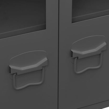 vidaXL Industrial Sideboard Anthrazit 105x35x62 cm Metall und Glas