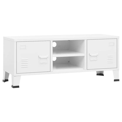 vidaXL Meuble TV de style industriel blanc 105x35x42 cm métal
