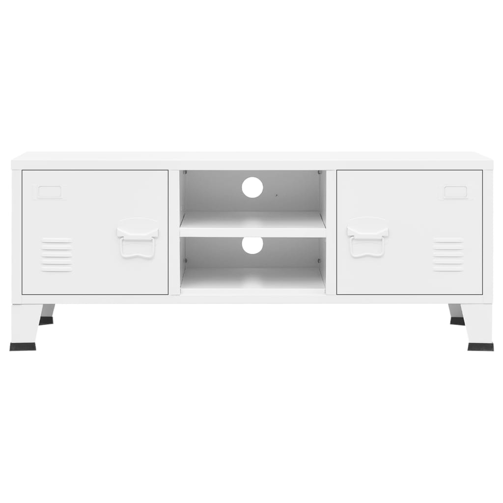vidaXL Meuble TV de style industriel blanc 105x35x42 cm métal