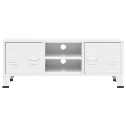 vidaXL Meuble TV de style industriel blanc 105x35x42 cm métal