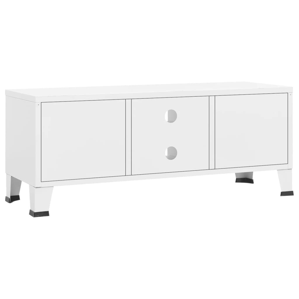 vidaXL Meuble TV de style industriel blanc 105x35x42 cm métal