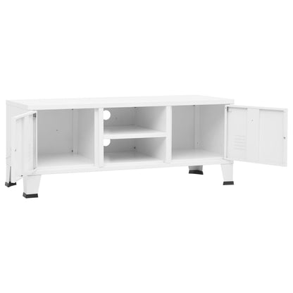 vidaXL Meuble TV de style industriel blanc 105x35x42 cm métal