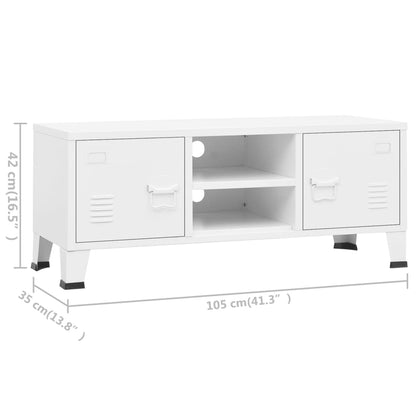 vidaXL Meuble TV de style industriel blanc 105x35x42 cm métal