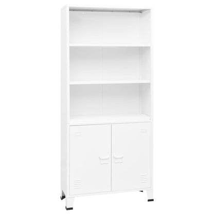 vidaXL Bibliothèque industrielle blanche 80x32x180 cm acier
