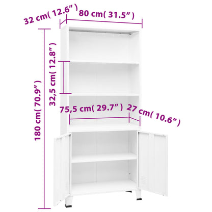 vidaXL Bibliothèque industrielle blanche 80x32x180 cm acier