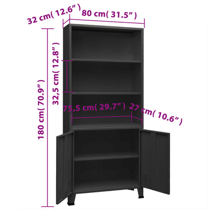 vidaXL Bücherregal im Industrie-Stil Anthrazit 80x32x180 cm Stahl