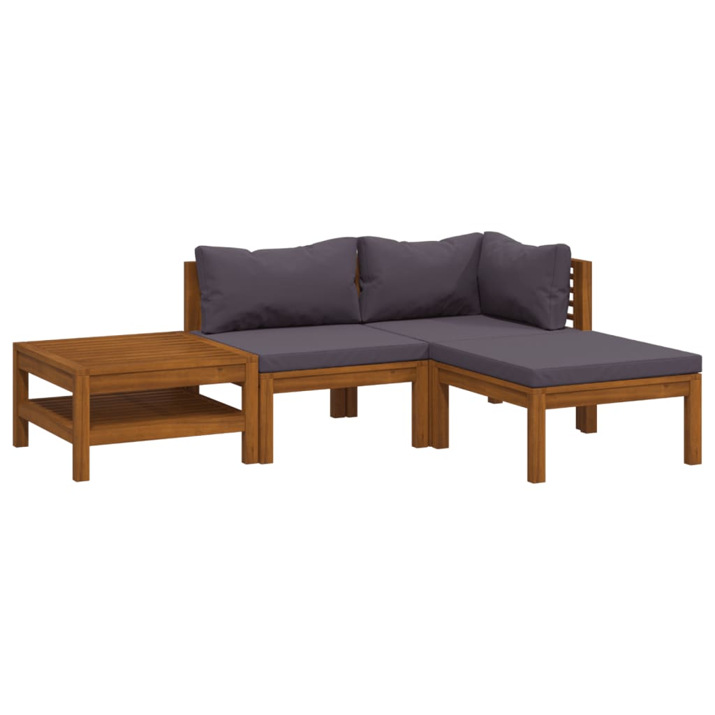 vidaXL 4-tlg. Garten-Lounge-Set mit Auflage Massivholz Akazie