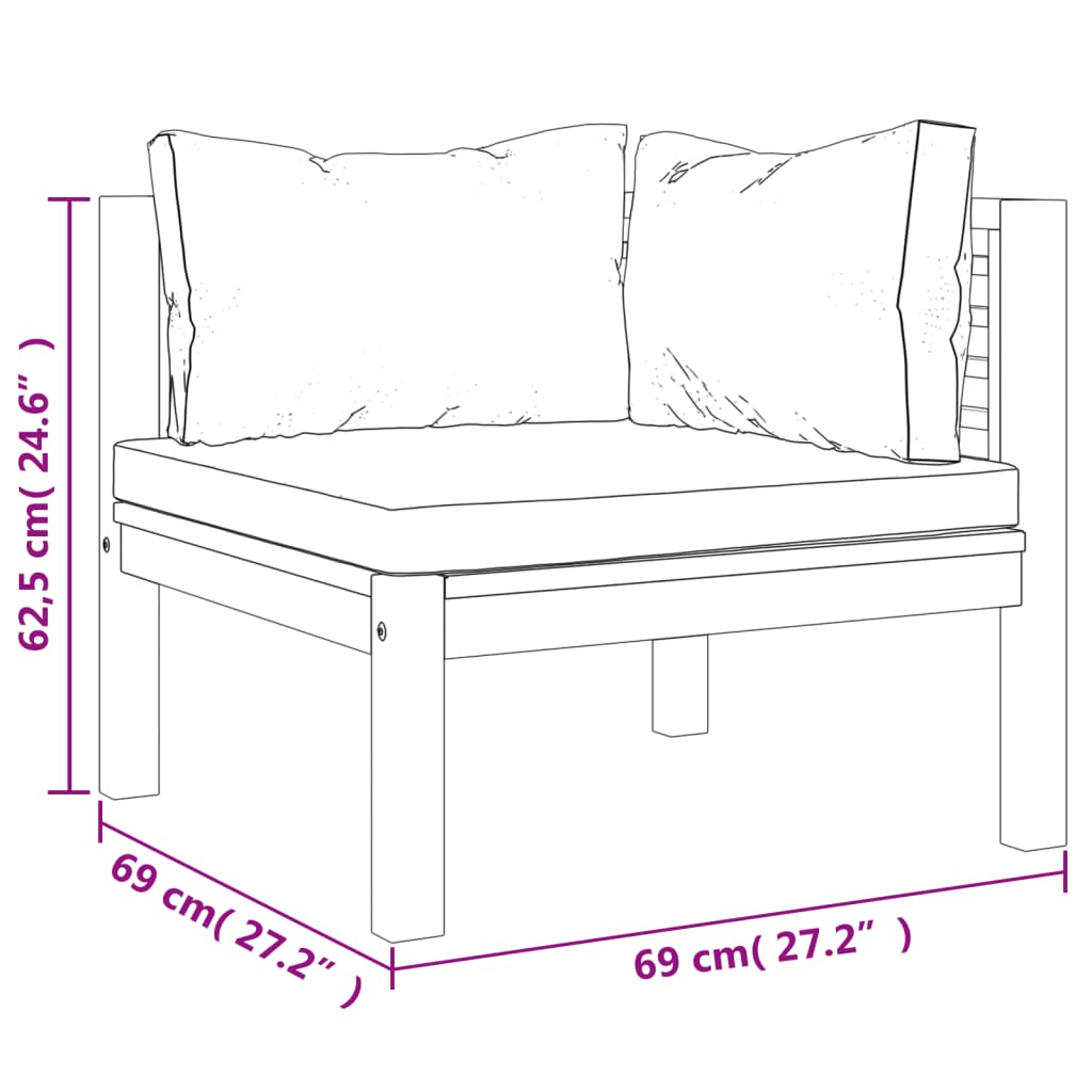 vidaXL 4-tlg. Garten-Lounge-Set mit Auflage Massivholz Akazie