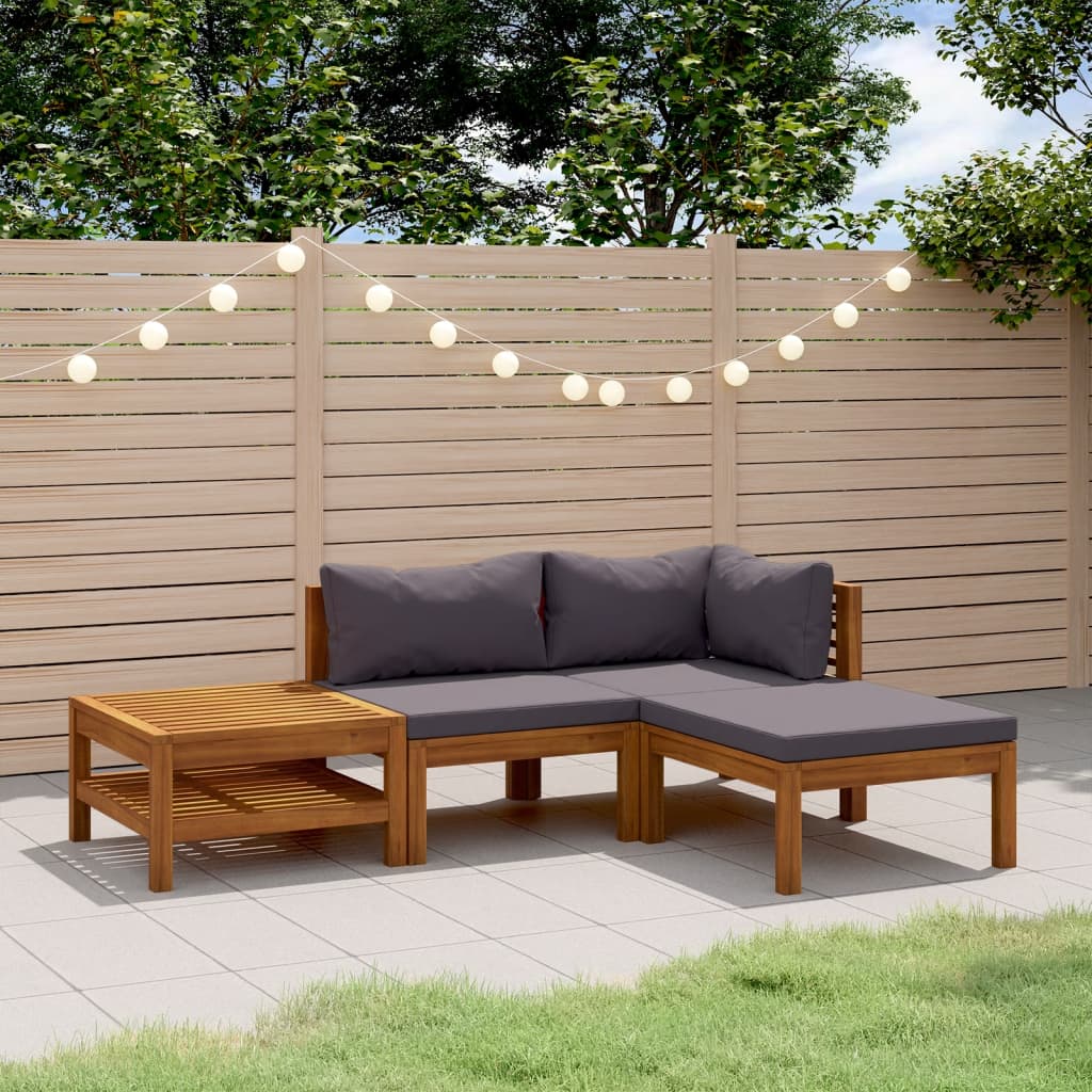 vidaXL Salon de jardin 4 pcs avec coussins Bois d'acacia massif