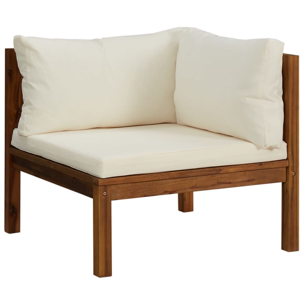 vidaXL Ensemble de jardin 4 pièces avec coussins crème en bois d'acacia massif