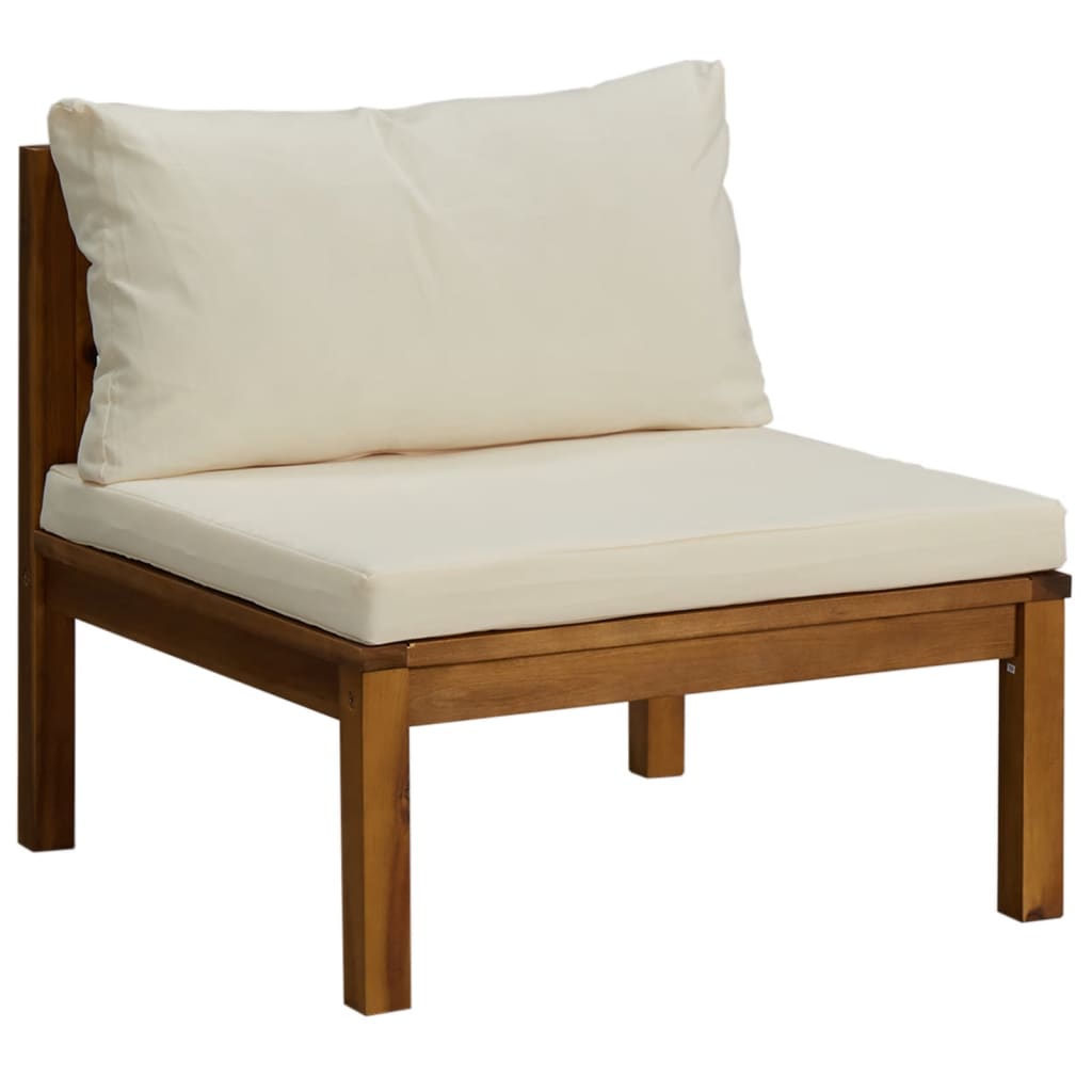 vidaXL Ensemble de jardin 4 pièces avec coussins crème en bois d'acacia massif