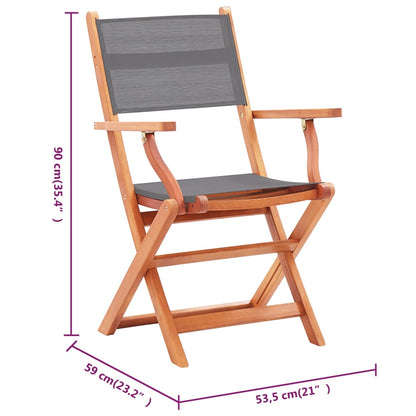 vidaXL Gartenstühle 8 Stk. Klappbar Grau Eukalyptusholz & Textilene