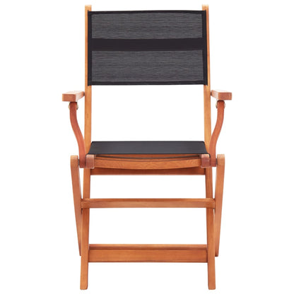 vidaXL Chaises de jardin 6 pcs Pliables Noir Bois d'eucalyptus et textilène